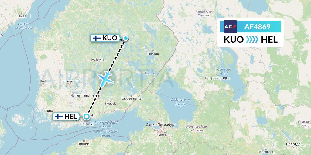 AF4869 Air France Flight Map: Kuopio to Helsinki
