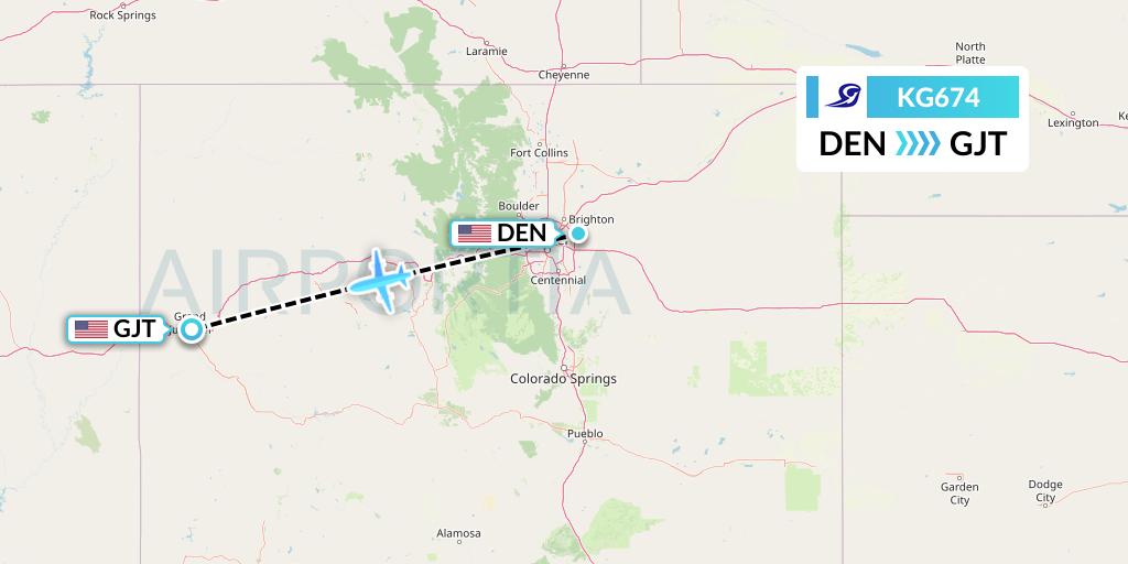 KG674 Key Lime Air Flight Map: Denver to Grand Junction