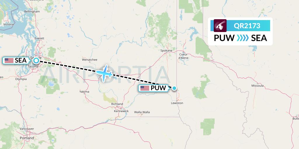 QR2173 Qatar Airways Flight Map: Pullman to Seattle