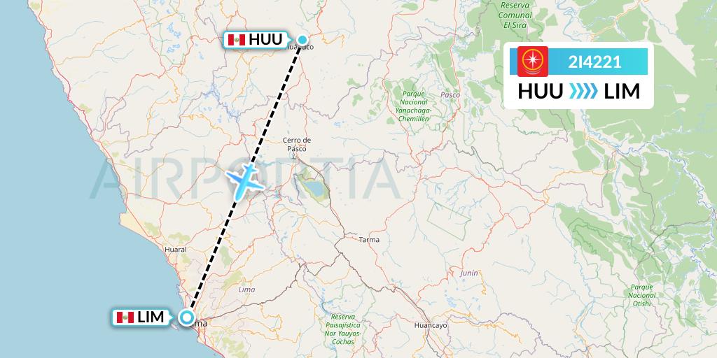 2I4221 Star Peru Flight Map: Huanuco to Lima