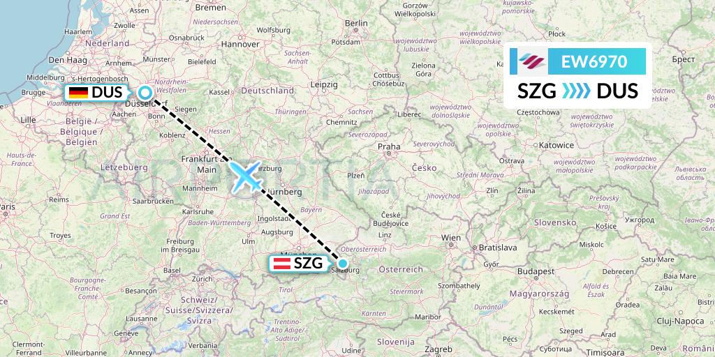EW6970 Eurowings Flight Map: Salzburg to Dusseldorf