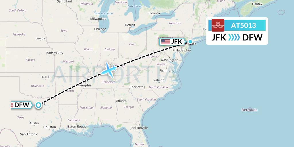AT5013 Royal Air Maroc Flight Map: New York to Dallas