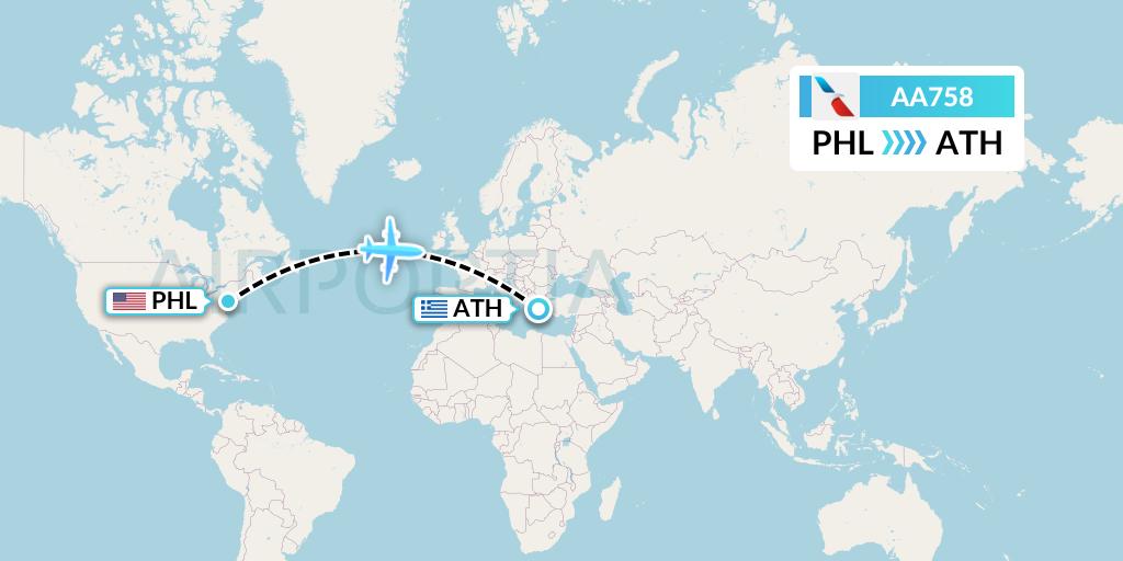 AA758 Flight Status American Airlines Philadelphia to Athens (AAL758)