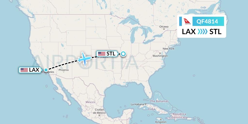 QF4814 Qantas Flight Map: Los Angeles to St. Louis