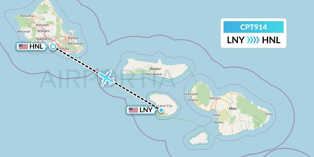 CPT914 Corporate Air Flight Map: Lanai to Honolulu