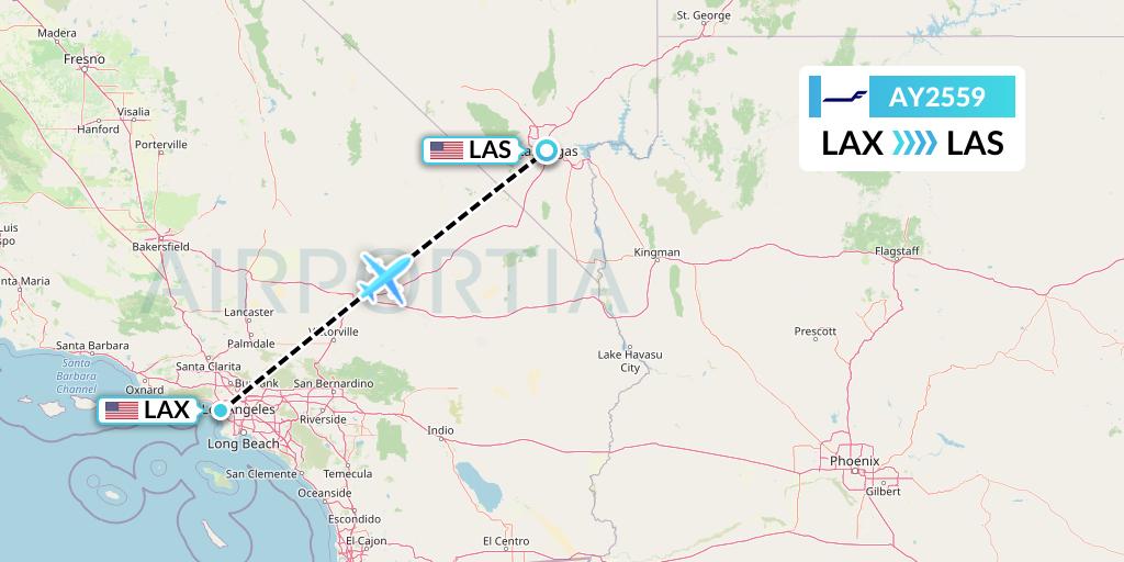AY2559 Finnair Flight Map: Los Angeles to Las Vegas