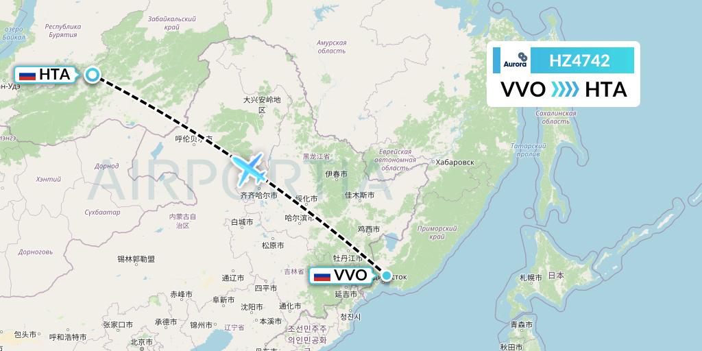 HZ4742 Aurora Flight Map: Vladivostok to Chita