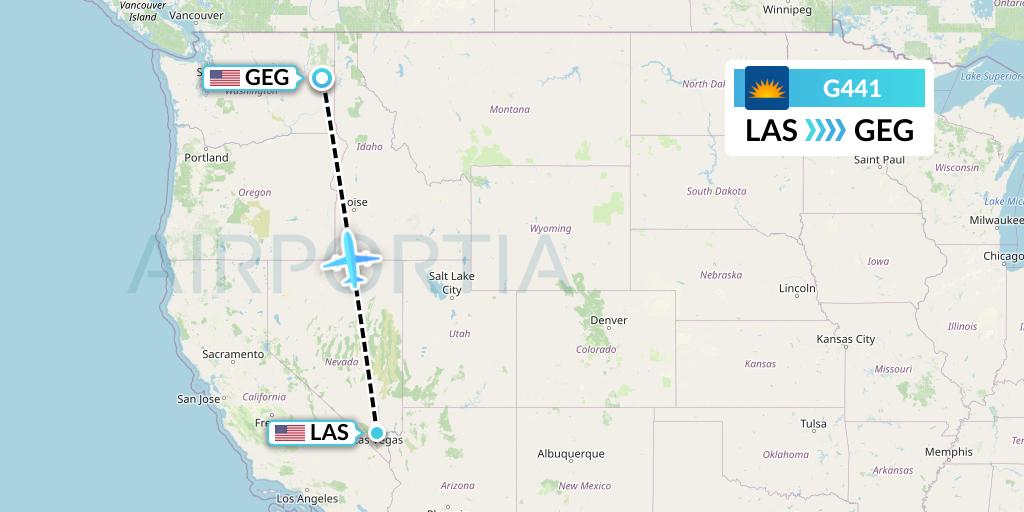 G441 Allegiant Air Flight Map: Las Vegas to Spokane