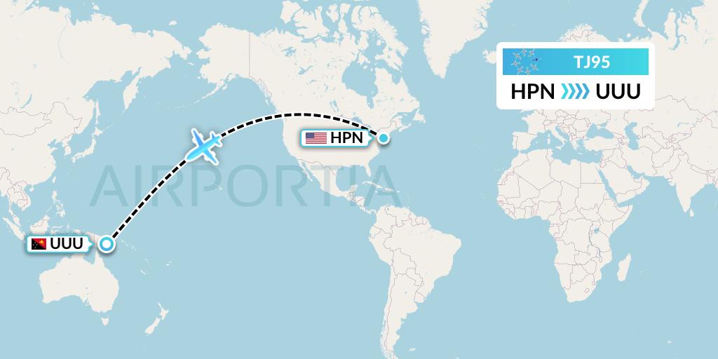 TJ95 Tradewind Aviation Flight Map: White Plains to Manumu