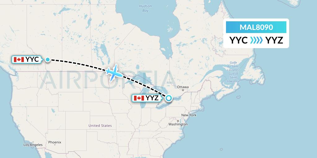 MAL8090 Morningstar Air Express Flight Map: Calgary to Toronto