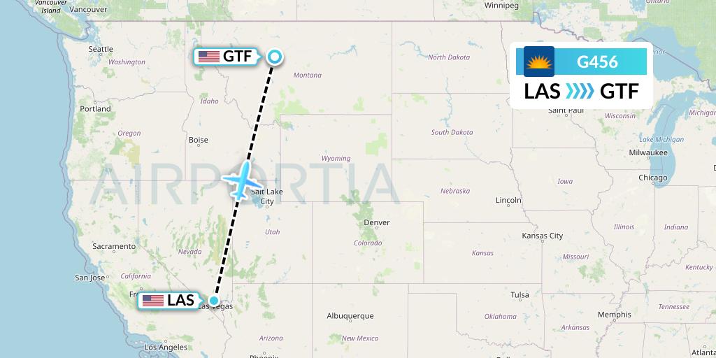 G456 Allegiant Air Flight Map: Las Vegas to Great Falls