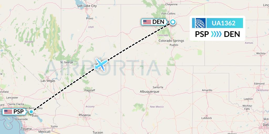 UA1362 United Airlines Flight Map: Palm Springs to Denver
