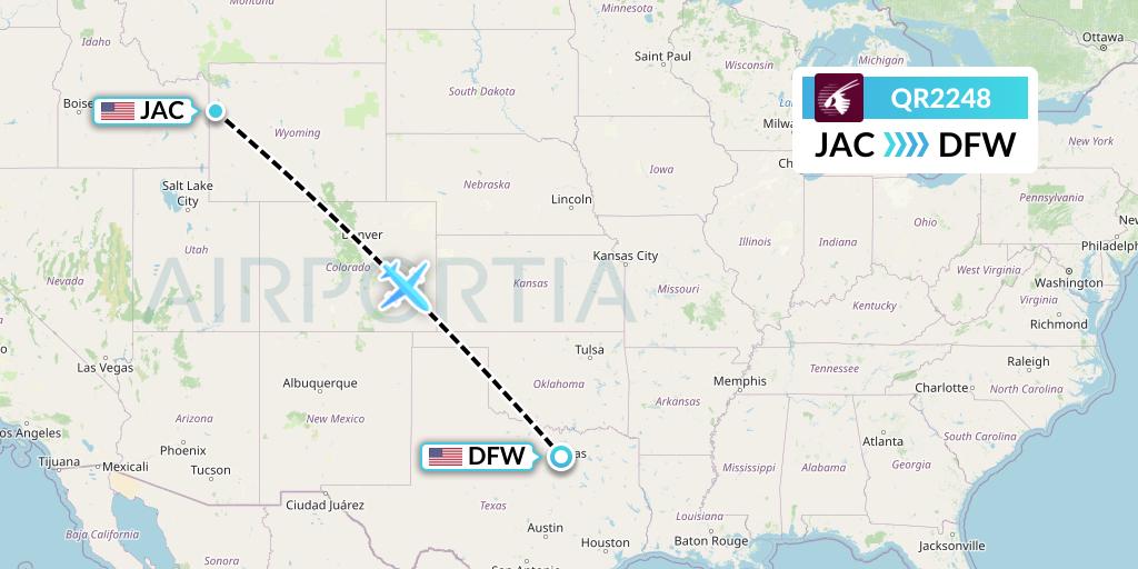 QR2248 Qatar Airways Flight Map: Jackson to Dallas