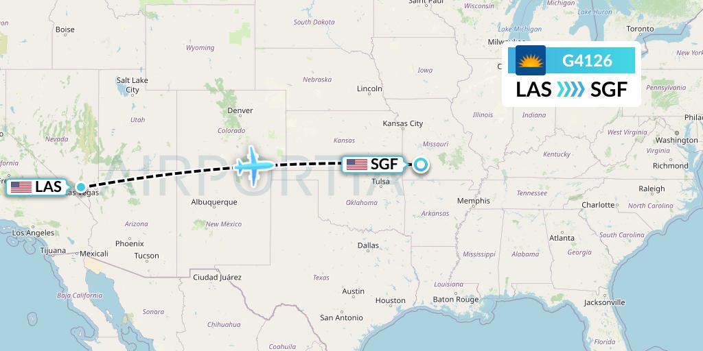 G4126 Allegiant Air Flight Map: Las Vegas to Springfield
