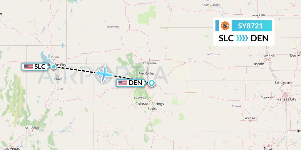 SY8721 Sun Country Airlines Flight Map: Salt Lake City to Denver