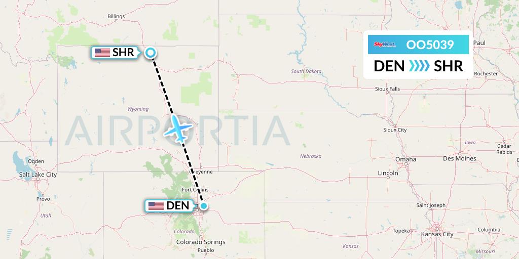 OO5039 SkyWest Airlines Flight Map: Denver to Sheridan