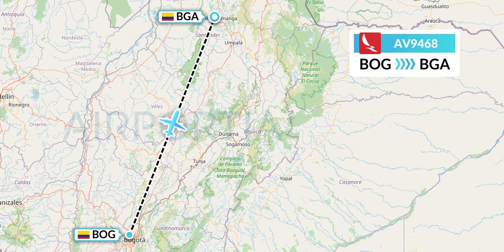 AV9468 Avianca Flight Map: Bogota to Bucaramanga