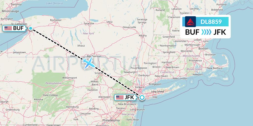 DL8859 Delta Air Lines Flight Map: Buffalo to New York