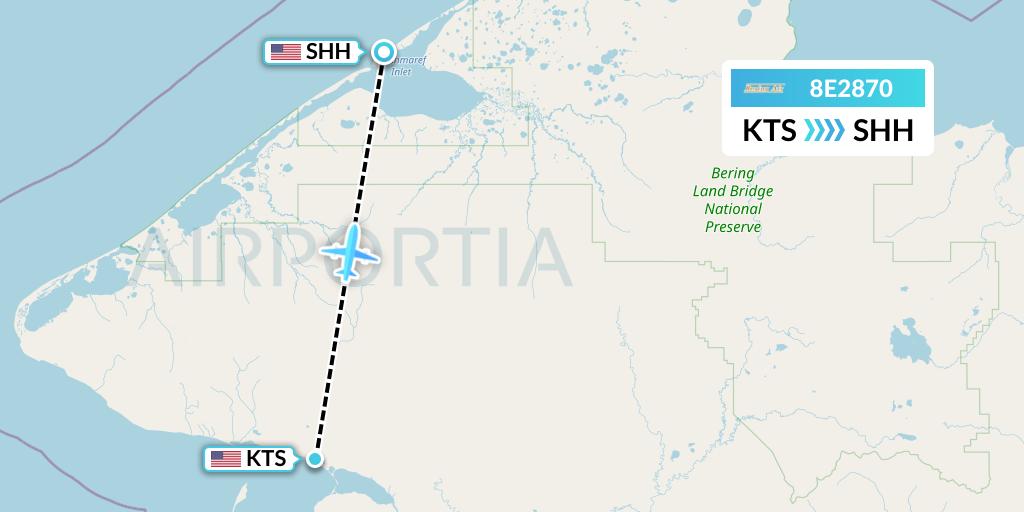 8E2870 Bering Air Flight Map: Brevig Mission to Shishmaref
