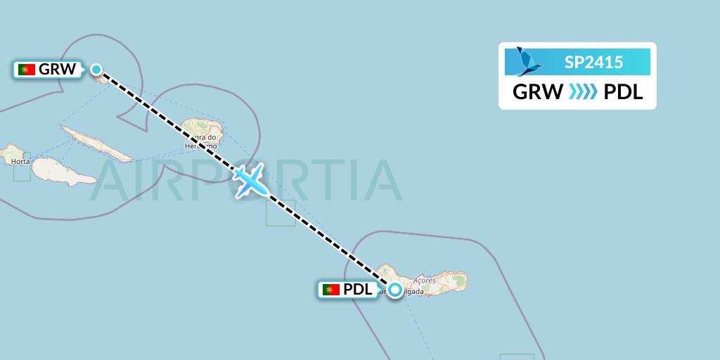 SP2415 SATA Air Acores Flight Map: Graciosa to Ponta Delgada