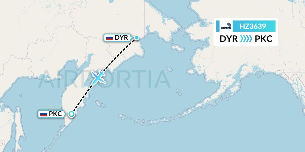 HZ3639 Aurora Flight Map: Anadyr to Petropavlovsk-Kamchatsky