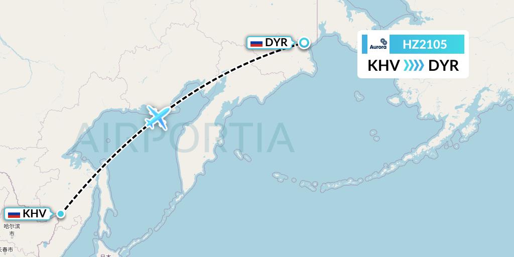 HZ2105 Aurora Flight Map: Khabarovsk to Anadyr