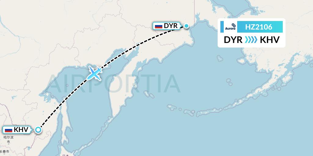 HZ2106 Aurora Flight Map: Anadyr to Khabarovsk
