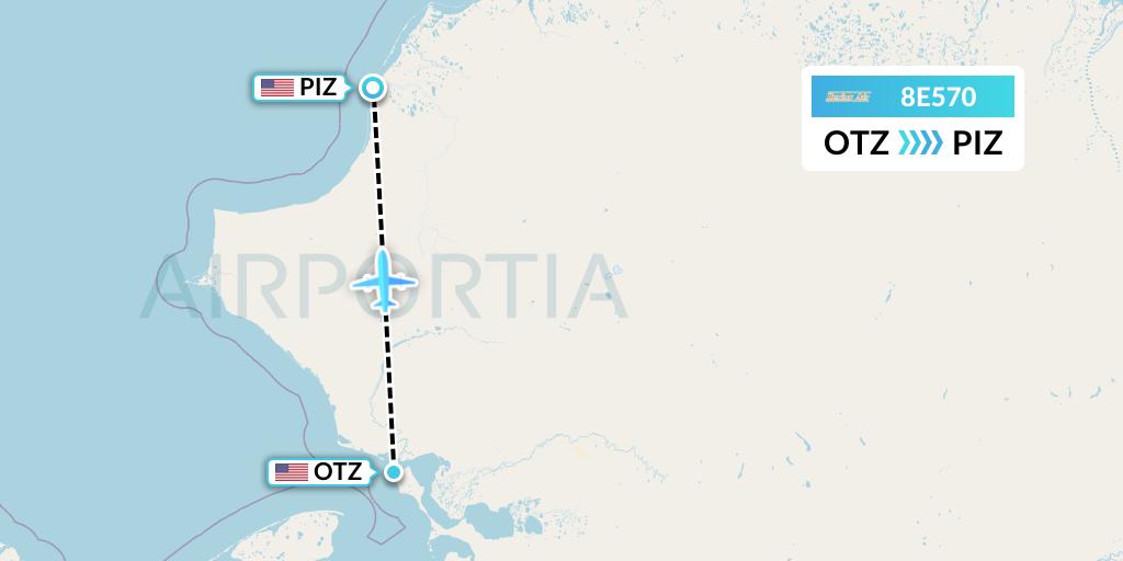 8E570 Bering Air Flight Map: Kotzebue to Point Lay