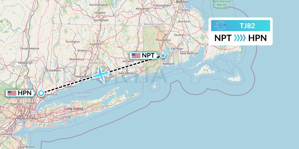 TJ82 Tradewind Aviation Flight Map: Newport to White Plains