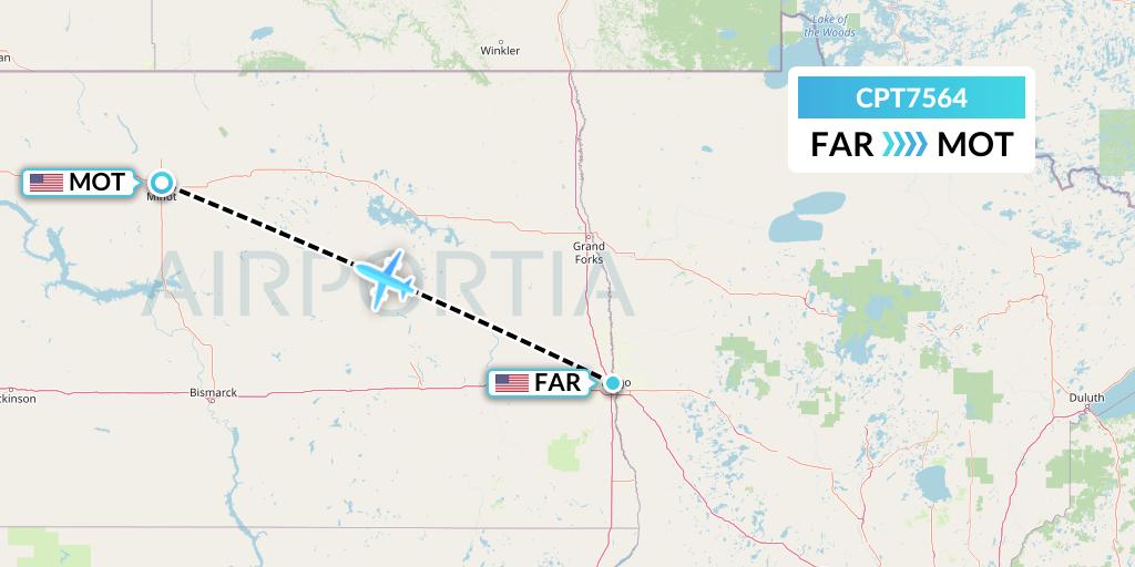 CPT7564 Corporate Air Flight Map: Fargo to Minot