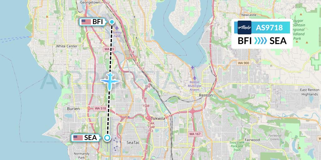 AS9718 Alaska Airlines Flight Map: Seattle to Seattle