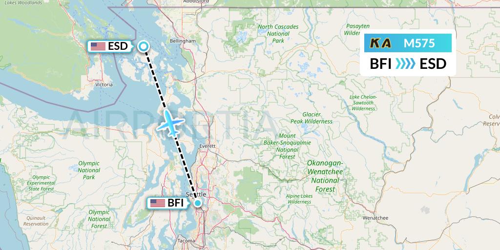 M575 Kenmore Air Flight Map: Seattle to Eastsound