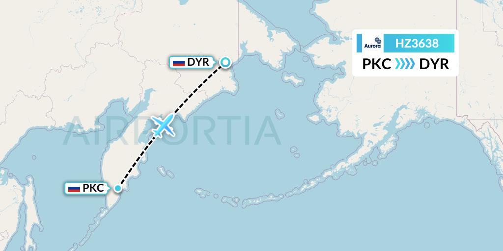 HZ3638 Aurora Flight Map: Petropavlovsk-Kamchatsky to Anadyr