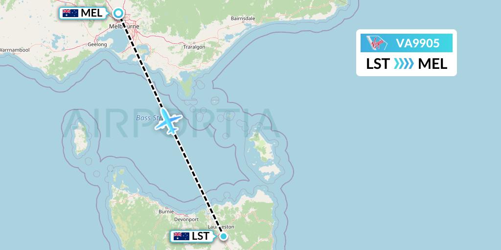 VA9905 Virgin Australia Flight Map: Launceston to Melbourne