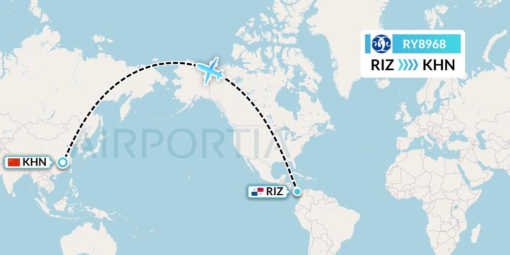 RY8968 Jiangxi Air Flight Map: Rio Alzucar to Nanchang