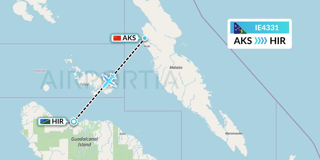 IE4331 Solomon Airlines Flight Map: Auki to Honiara