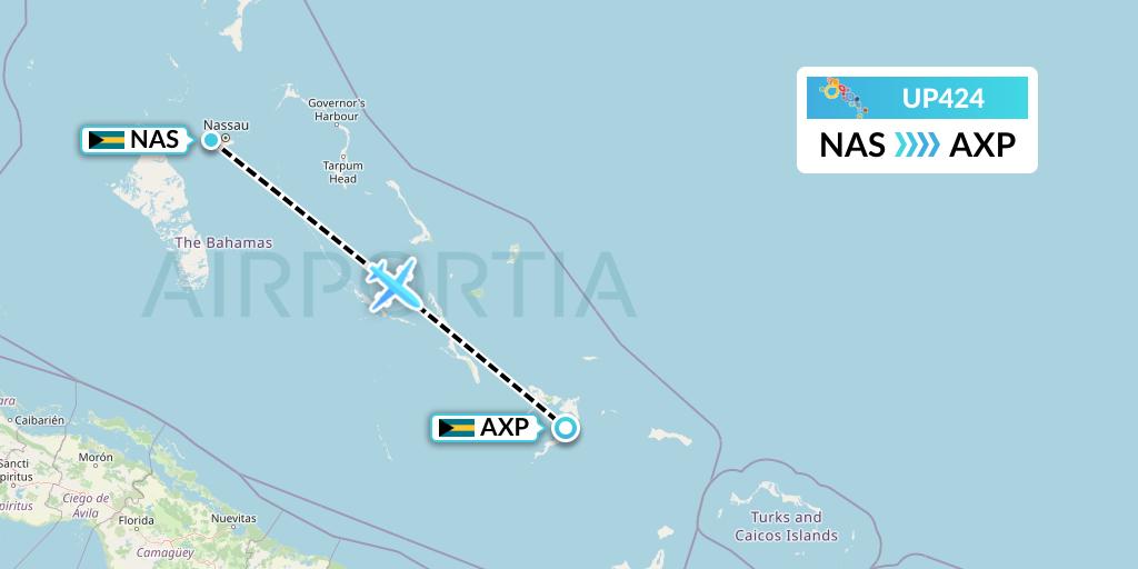 UP424 Bahamasair Flight Map: Nassau to Spring Point