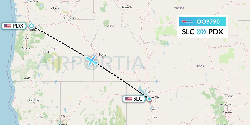 OO9790 SkyWest Airlines Flight Map: Salt Lake City to Portland