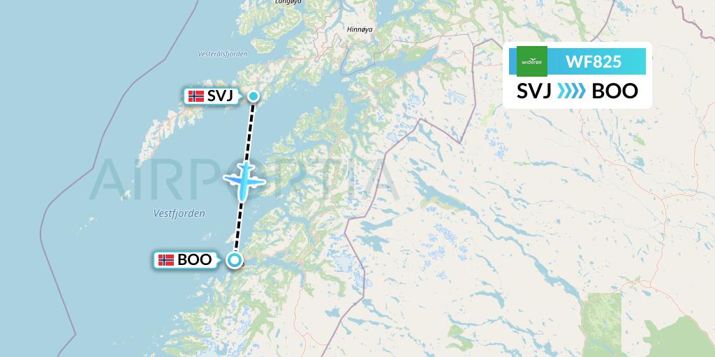 WF825 Wideroe Flight Map: Svolvaer to Bodo
