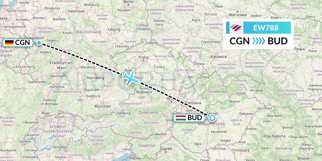 EW788 Eurowings Flight Map: Cologne to Budapest