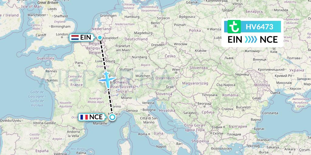 HV6473 Transavia Flight Map: Eindhoven to Nice