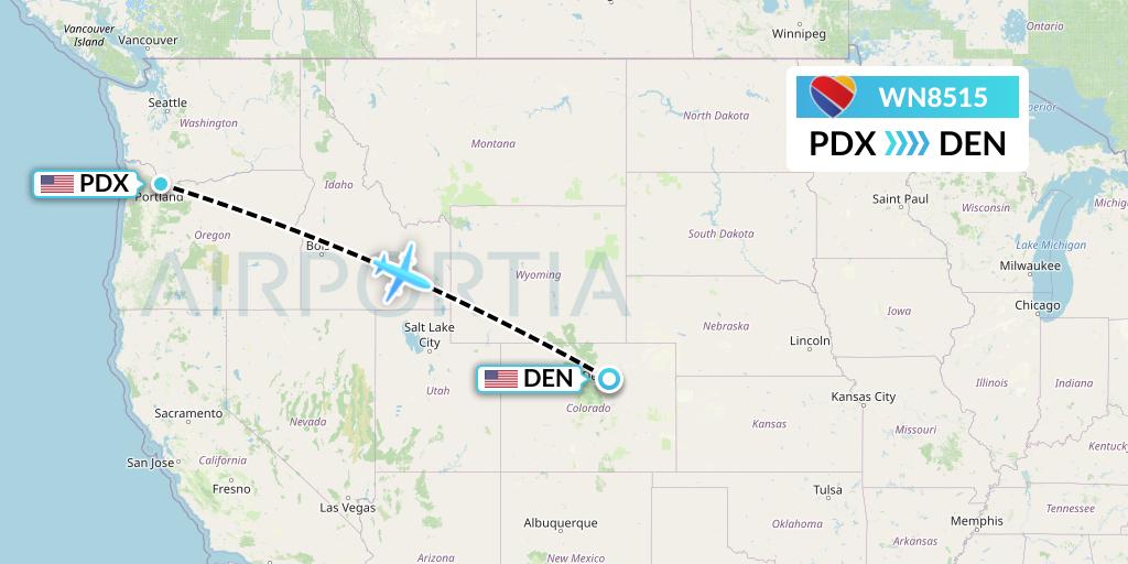WN8515 Southwest Airlines Flight Map: Portland to Denver