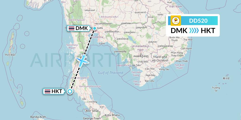 DD520 Nok Air Flight Map: Bangkok to Phuket