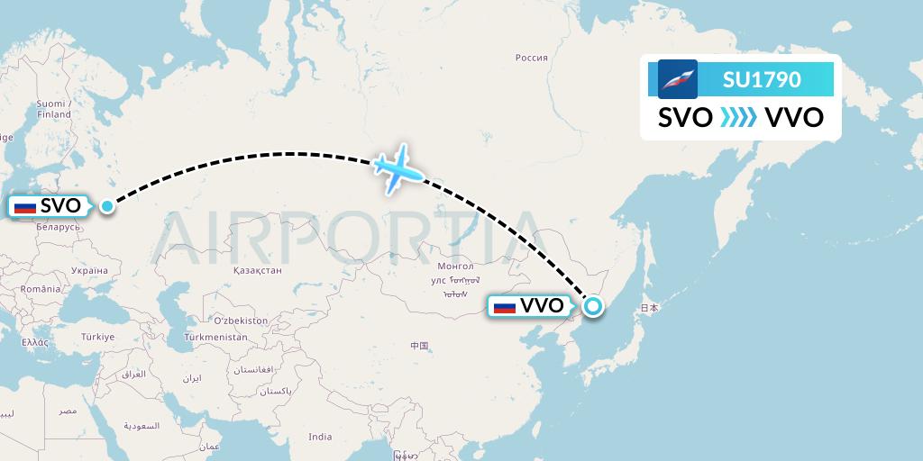 SU1790 Aeroflot Flight Map: Moscow to Vladivostok