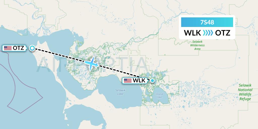 7S48 Ryan Air (USA) Flight Map: Selawik to Kotzebue