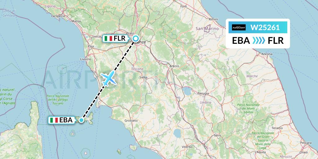 W25261 Flex Flight Flight Map: Elba to Florence