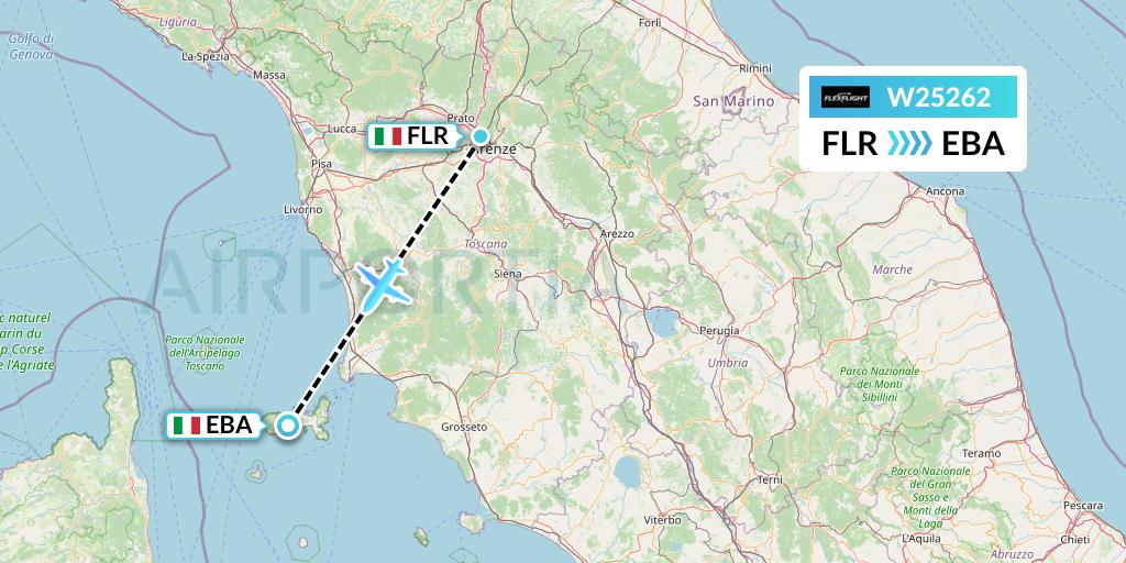 W25262 Flex Flight Flight Map: Florence to Elba