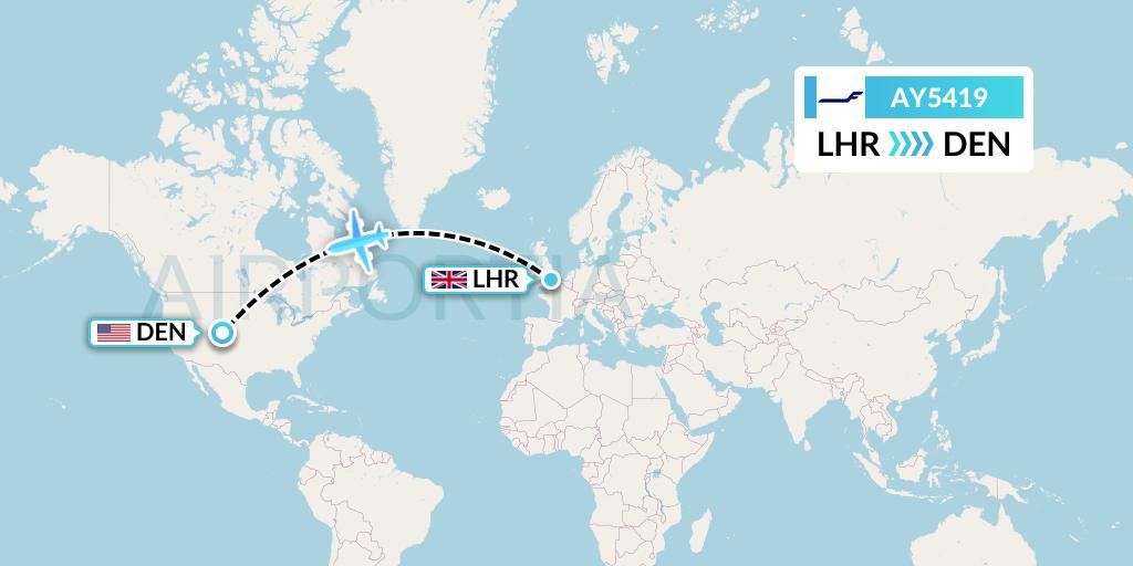 AY5419 Finnair Flight Map: London to Denver