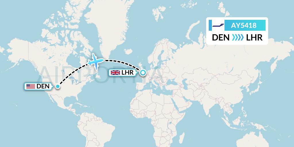 AY5418 Finnair Flight Map: Denver to London