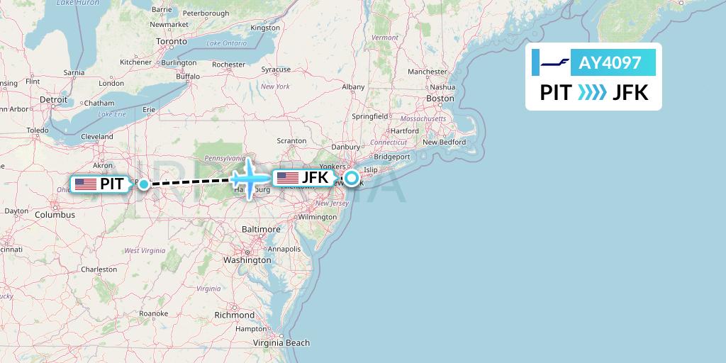 AY4097 Finnair Flight Map: Pittsburgh to New York